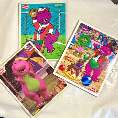 LOTE tres rompecabezas Barney vintage playskool años 90 - 324-06, 00328, 328-02 Foto 1 de 4