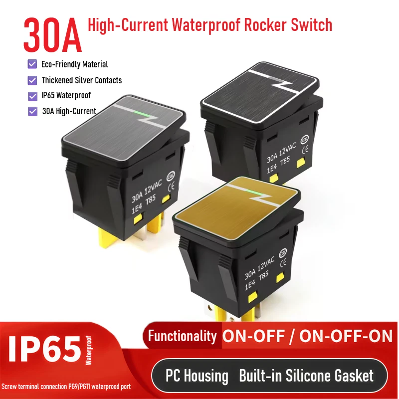 NOVO Interruptor Balancim Resistente 30A 4 Pinos IP65 Alumínio Iluminado Equipamento Industrial - Imagem 1 de 4