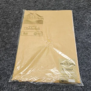 Vintage Belleair Belgian Linen Tablecloth 52x70 Yellow Mustard NOS NEW Packaged - Picture 1 of 3