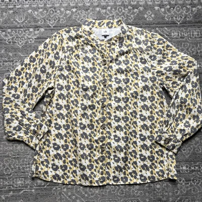 Camisa Chaqueta Cabi The Dreamer Providence Grande Amarillo Gris Leopardo Estampado Animal Foto 1 de 4