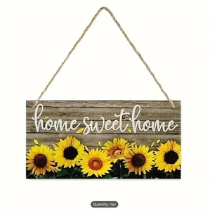 Sunflowers "Home Sweet Home" Welcome #1 Wall Hanging Door Sign Plaque 10cm x20cm - Picture 1 of 24