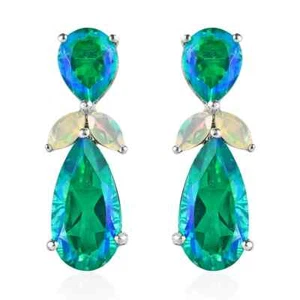 Peacock Triplet Quartz & Ethiopian Welo Opal Platinum Over Sterling Silver - Picture 1 of 4