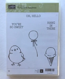 6 Estampillas adhesivas de goma Stampin Up panal Happiness Hola dulce cuelgan allí - Imagen 1 de 4