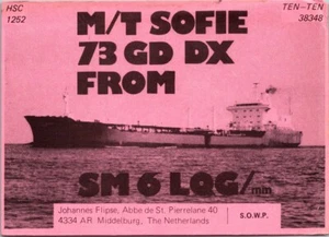 VTG HAM RADIO CQ QSL QSO POSTCARD SM6LQG M/T SOFIE MIDDELBURG NETHERLANDS 1985 - Picture 1 of 2