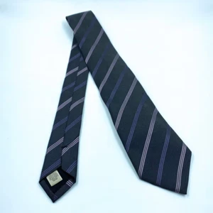 Vintage Burberry Krawatte Schlips Anthrazit Gestreift 100% Seide 90er y2k Retro - Bild 1 von 8