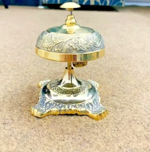 Table Desk Bell Antique Vintage Brass Hotel Service Ornate Reception Counter - Picture 1 of 5