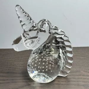 Clear Blown Glass Unicorn Ring Holder or Paperweight Controlled Bubbles *read* - Picture 1 of 7