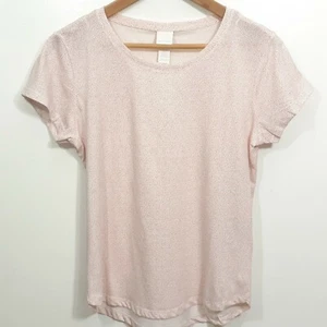 H&M Womens Pink Short Sleeve Scoop Neck Abstract Dot Casual Top Size Small - Picture 1 of 10