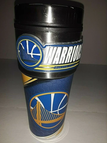Golden State Warriors 16 oz Travel Mug with Stainless Steel Top and Emblem Cover