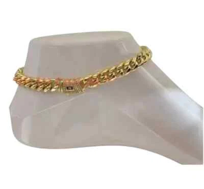Pulsera tobillera de acero inoxidable de lujo de oro de 14K anillo cadena joyería estilo Mónaco Foto 1 de 4