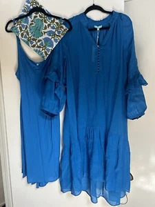 Xmas Gift: Linen/Silk Dress With Slip And Free Floral Clutch . BNWT Was $229.99 - Picture 1 of 24