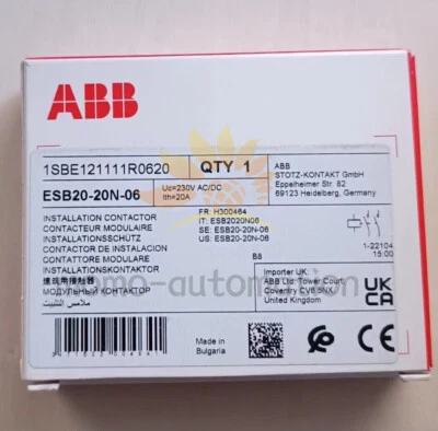 1pc ABB ESB20-20N-06 Installation Contactor 230V AC/DC 1SBE121111R0620 - Image 1 of 2