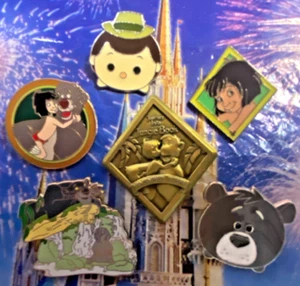 🌴 Lote de 6 prendedores El libro de la selva - Bagheera Baloo Mowgli y patrón de crucero por la selva - Imagen 1 de 2