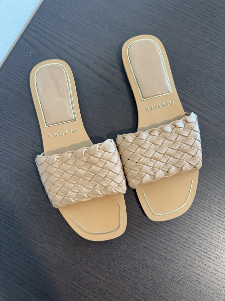 Sandalias para mujer Tahari Melissa entrecruzadas trenzadas tostadas talla 8,5” Foto 1 de 4