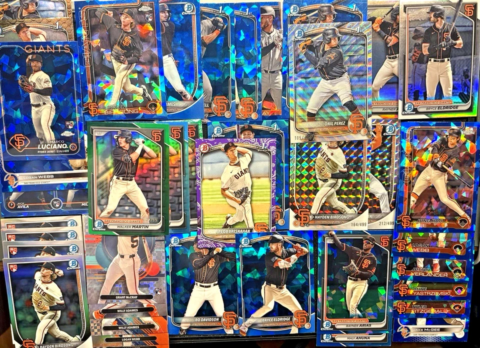 LOTE SF GIANTS x40 - 20 zafiros y 20 paralelos (5 #'D) - 2024-25 Bowman & Topps Foto 1 de 4