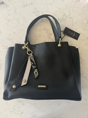 *NUEVO CON ETIQUETAS* ALDO Bolso de Mano de Cuero Negro Cartera Bandolera Correa Herrajes Dorados ¡HERMOSO! Foto 1 de 4