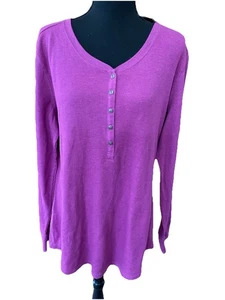 Eddie Bauer Womans Thermal Henley Burgundy XXL RUNS SMALL SEE PICS NWT - Picture 1 of 12