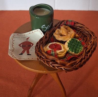 Byers Choice Table w/Santa Mug Basket Of Goodies And Letter For Santa Accessory  - Image 1 of 4
