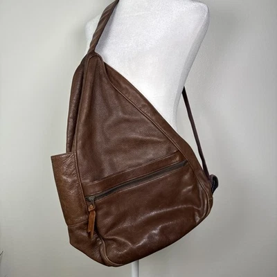 Vtg LL Bean Ameribag Traveller Leather Healthy Back Crossbody Sling Bag Backpack - Image 1 of 4