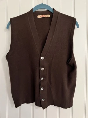 VTG Jaeger Cashmere Vest Men's Size 42 Made In Scotland - 100% Cashmere Brown - Image 1 of 4