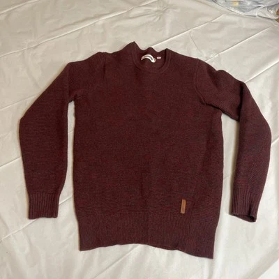 BEN SHERMAN Unisex Crew Neck Jumper Sweater Medium Burgundy Merino Wool - Image 1 of 4