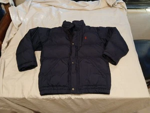 Polo Ralph Lauren Goose Down Puffer Coat Youth Size 7 Navy Blue Jacket Kids - Picture 1 of 23