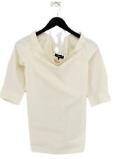 Theory Women's Blouse L Cream 100% Cotton Short Sleeve Round Neck Basic