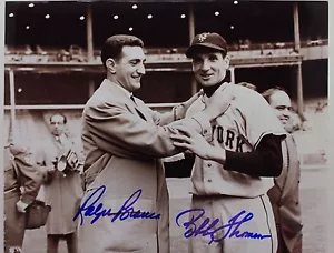 Ralpha Branca (d.16) Bobby Thomson (d.10) Autographed 8x10 Signed Photo JSA 16L - Picture 1 of 5