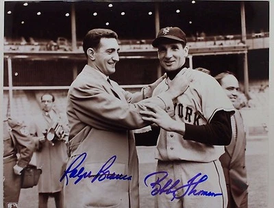 Ralpha Branca (d.16) Bobby Thomson (d.10) Autographed 8x10 Signed Photo JSA 16L - Image 1 of 4