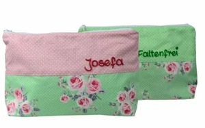 Bolsa de cultivo grande con rosas + nombre bolsa de cultura Beauty Bag bolsa de lavado  - Imagen 1 de 6
