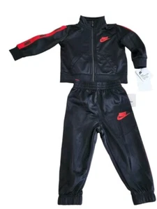 Nike 2 Piece Set Baby Boys Sz 12M Black And Red Jacket And Jogger Pants - Picture 1 of 4