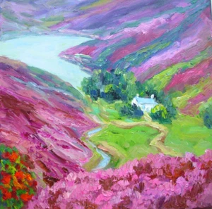 Scottish Landscape Original Oil Painting Landscape Wall Art Canvas 12x12 inches - Picture 1 of 3