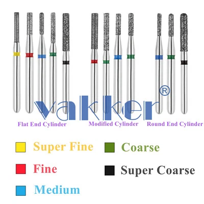 10pc Dental FG Diamond Burs for High Speed Flat/Round End Cylinder Polishing Bur - Image 1 of 4