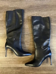 Banana Republic Tall High Heel Black Leather Boot Women Size 10.5 EUC - Picture 1 of 9