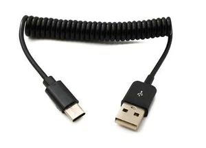 SYSTEM-S USB 2.0 Cable 3 M Micro B Plug To Socket Spiral Adapter IN Black - Zdjęcie 1 z 4