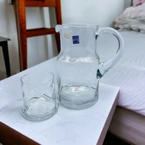 Krosno Poland Clear Bedside Water Carafe Pitcher Tumble Up - Picture 1 of 11