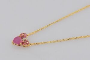 Heart Red Ruby Diamond Heart Pendant 925 Silver Chain Necklace Women Jewelry