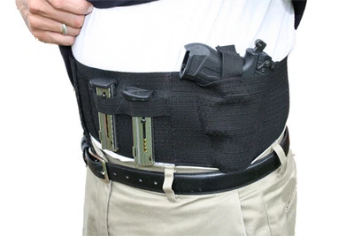 Belly Band Gun Holster with Dual Magazine Pouch. Cross Draw - Right or Left Hand - Image 1 of 4