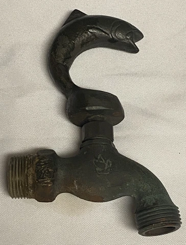 Vintage Brass Fish Trout Faucet RARE Outdoor Water Spigot / Garden Faucet Cover