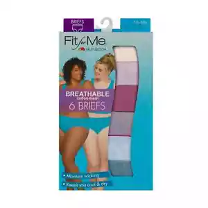 Fit for Me by Fruit of the Loom Women Plus Cotton Brief Underwear 6-Pack Size 12 - Picture 1 of 6
