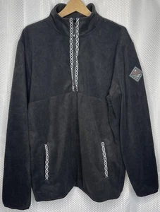 RIPCURL MEN’S 1/2 ZIP MOCK NECK FLEECE JACKET WITH DIAMOND TRIM BLACK L - Picture 1 of 5