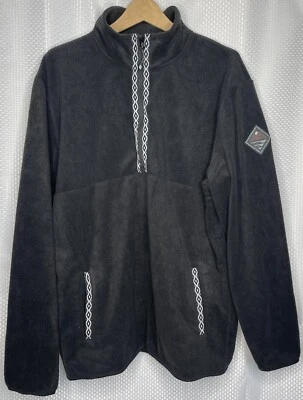 RIPCURL MEN’S 1/2 ZIP MOCK NECK FLEECE JACKET WITH DIAMOND TRIM BLACK L - Image 1 of 4