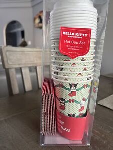 Hello Kitty Hot Cup Set, 10 Cups, Lids, Sleeves, Christmas Stockings