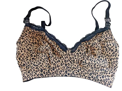 New Look UK 34DD Multicoloured Animal Print Wire Free Drop Down Cup Nursing Bra - Image 1 of 3