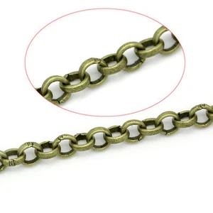 3 Fuß Antik Bronze Fundstücke Rolle Glied offene Kabelketten 4 mm Schmuckherstellung Zum Selbermachen - Bild 1 von 3