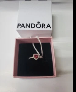 Pandora 925 Silber Ring mit erhabenem Herz, rot - Bild 1 von 4
