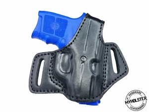 Right Hand OWB Thumb Break Black Leather Belt Holster Fits S&W BODYGUARD .380 - Picture 1 of 3