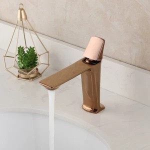 Bathroom Wash Basin Vanity MIxer Sink Push-in Faucet Single Hole Deck Mount - Picture 1 of 12