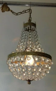 LAMPADARIO VINTAGE IMPERO OTTONE CRYSTAL Ø 30CM EMPIRE VINTAGE CHANDELIER LUSTRE - Foto 1 di 7
