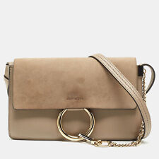 Chloe Taupe Leather and Suede Small Faye Shoulder Bag